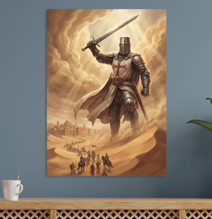 Giant Knight Leading an Army — metal poster wall art by Lineer